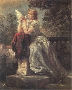 Wojciech Gerson Girl with a pigeon. Spain oil painting artist